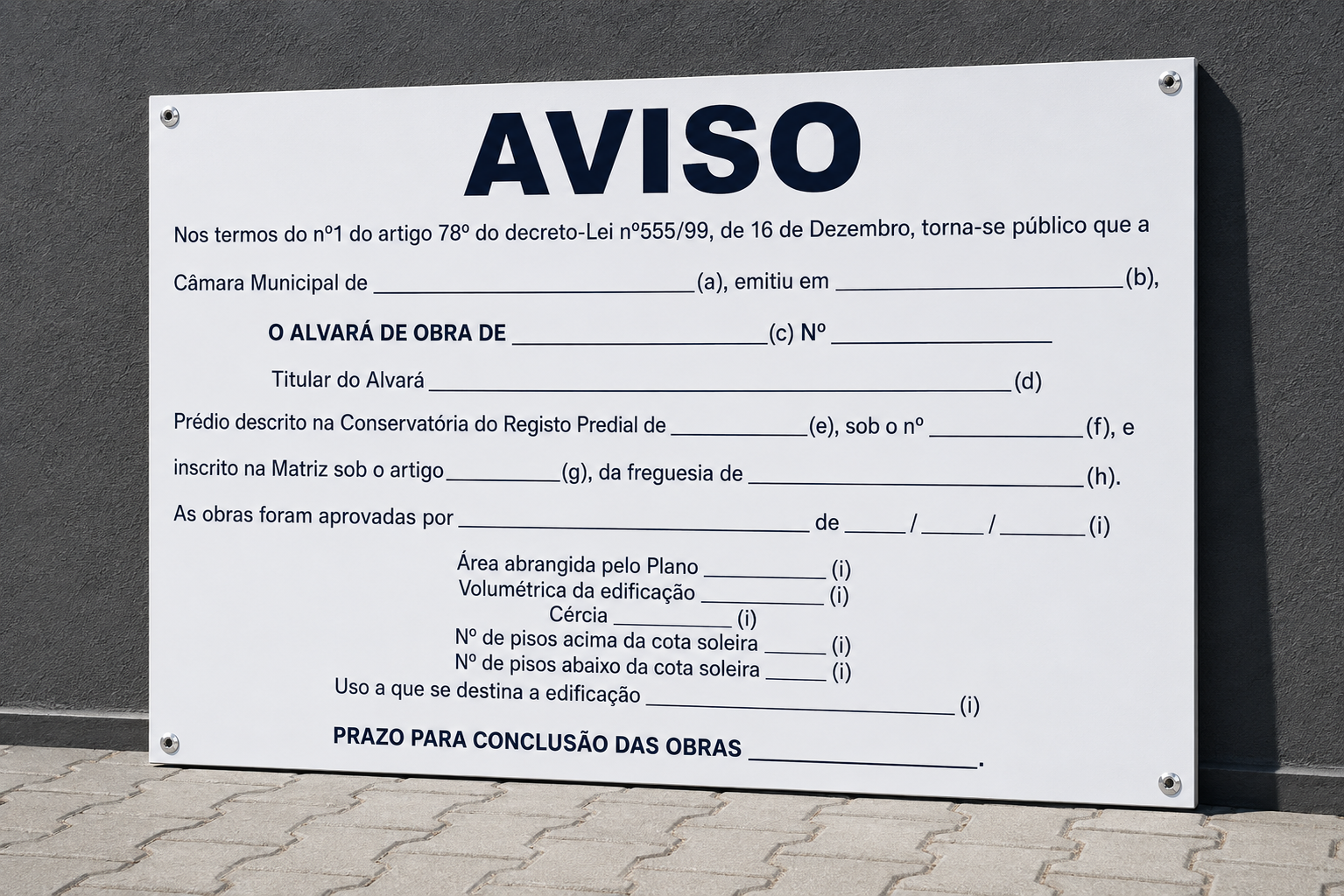 placa Licenciamento de Obras - grupo QUERO
