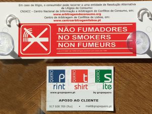 Placa Não Fumadores para TVDE + Ventosas