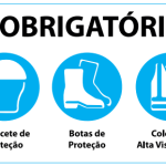 Placa OBRAS Uso Obrigatório - queroPRINT, grupoQUERO