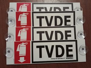 2 em 1 » Placa para TVDE + Extintor + Ventosas